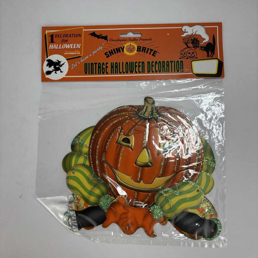 Shiny Brite Vintage Halloween Decoration Pumpkin Glitter
